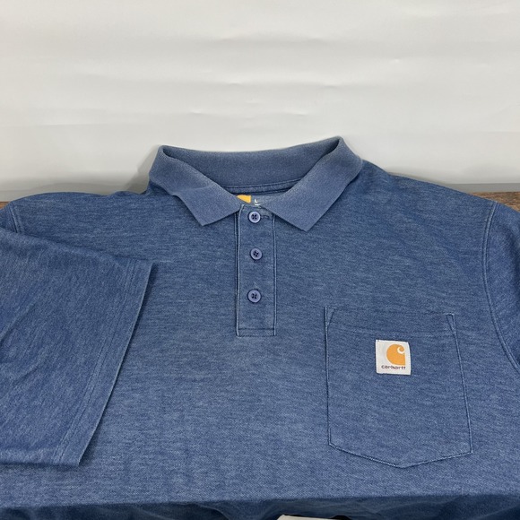 Carhartt Other - Carhartt Loose Fit Pocket Polo Shirt Mens L Heathered Blue Short Sleeve K570 EUC